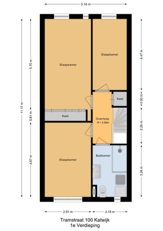 Floorplan - Tramstraat 100, 2225 CM Katwijk